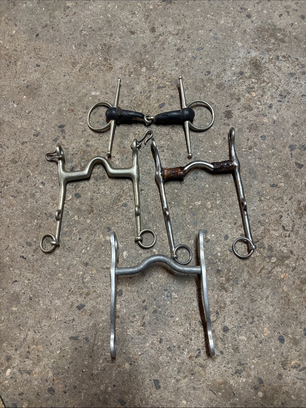 Vintage Horse Bits Set - Metal Bit Collection in Silver and Brown